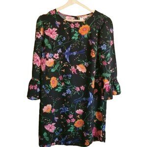 Old Navy S Black Floral Sheath‎ Dress Lightweight 3/4 sleeves